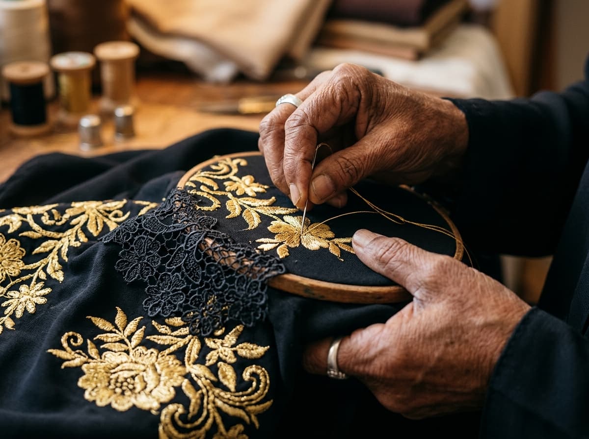 Artisan embroidery craftsmanship at Khadijah Dubai Limited